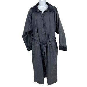 Vintage Woolrich Full-Length Coat With Corduroy Collar & Cuffs Belted Waist Sz L